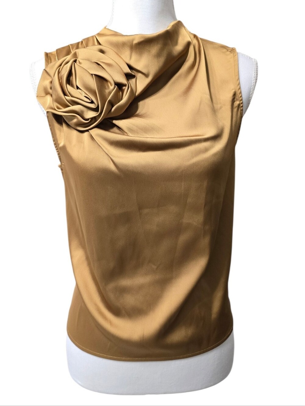 Future Collective Satin Top in Mustard Gold